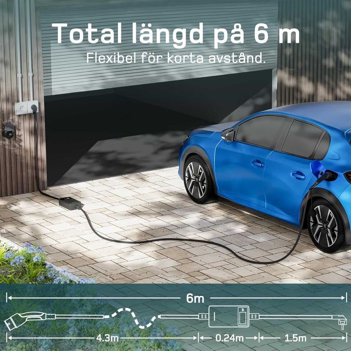 Зарядна станция за електрически автомобили тип 2 De, 3.7 kW, 6 м, 16 A