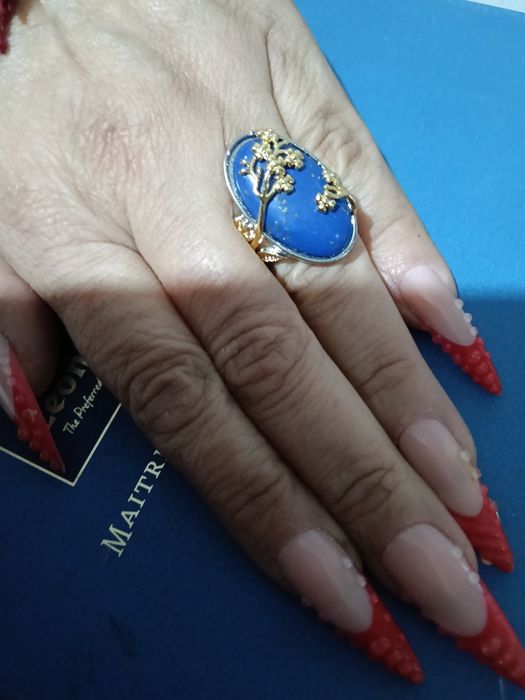 Inel lapis lazuli placat cu argint și aur mărimea 9