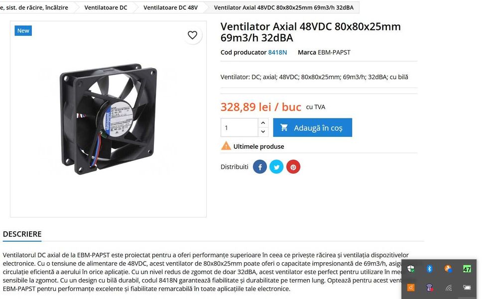 Ventilator brushless fan 48v dc 80x80