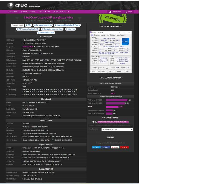 PC i7 RTX 4070 SUPER 32GB DDR4 3200MHz NVMe 512GB PCIE