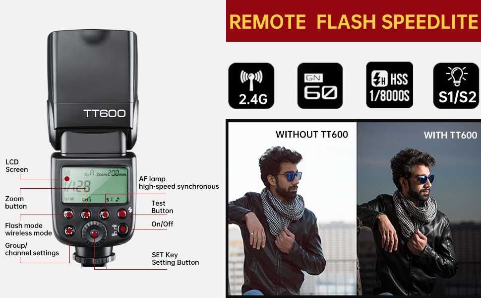 Светкавица Godox TT600 за Canon, Nikon, Pentax, Olympus и други