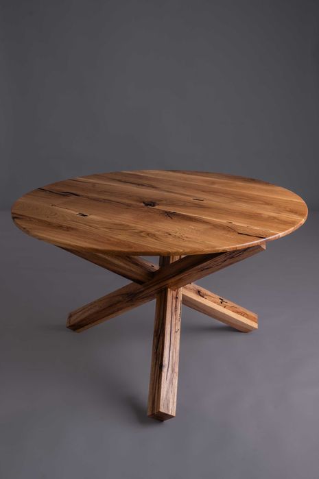 Кръгла маса от масив,  дъб , ръчна изработка