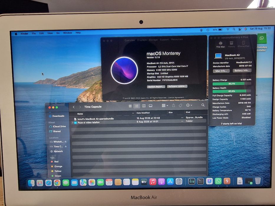 Macbook air 2017 I7, 8GB RAM, Time capsule 2 TB, Magic Mouse