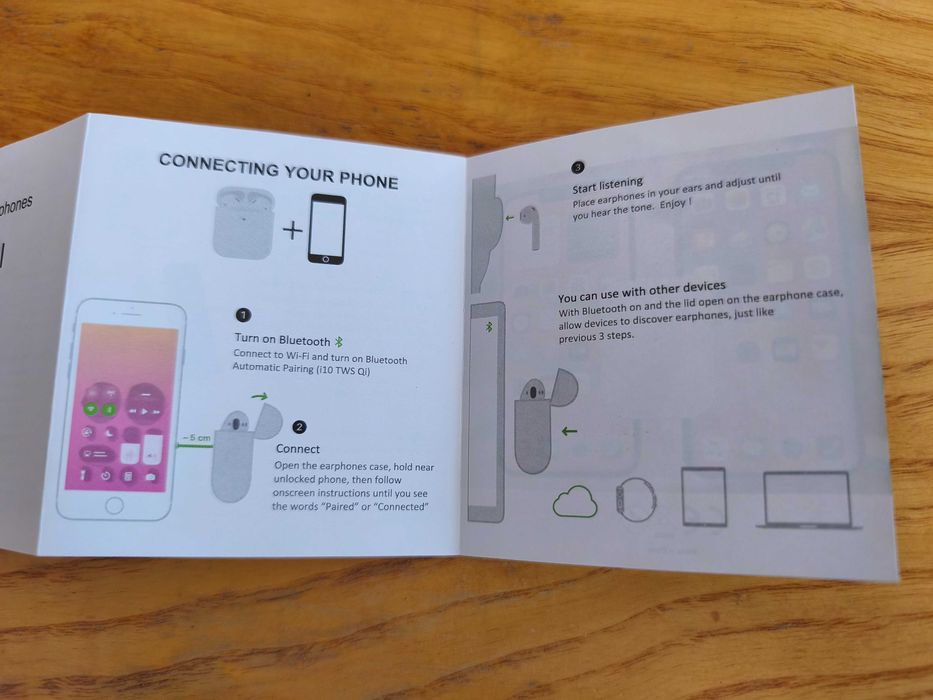 блутут слушалки i10 TWS Qi Earphones (модел MHE054F)