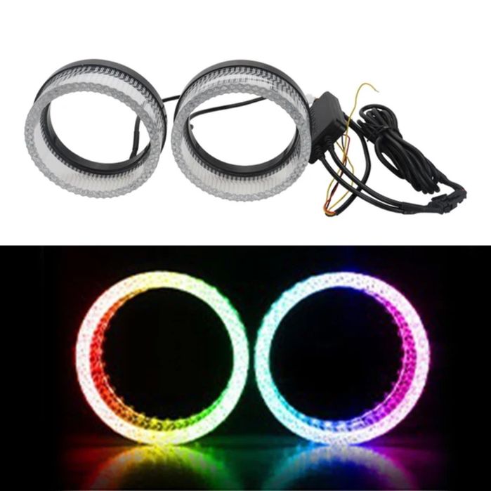 Set Inele Angel Eyes Cristal RGB Dynamic - Control Aplicatie 3 inch / 2.5 inch