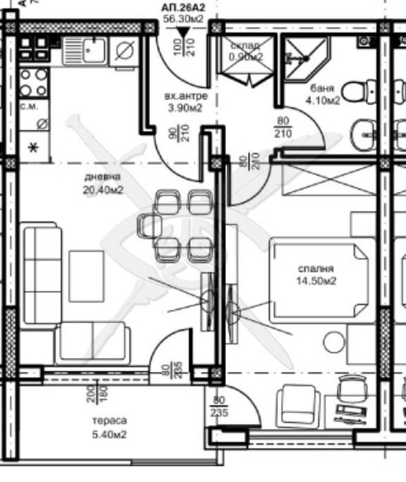 Двустаен апартамент Южен пред Акт 16 96030
