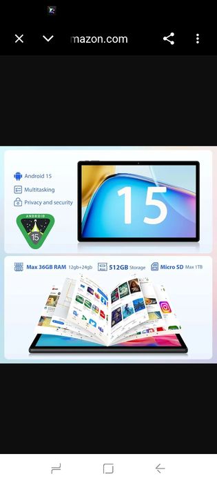 2.5K Android 15 таблет 14 инча, 36GB RAM, 512GB ROM (2TB разширение), 4G Lte/5G WiFi, INCELL