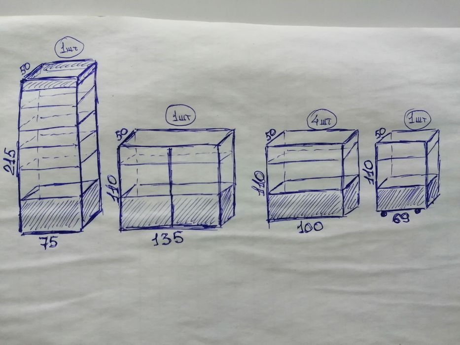Продам витрины б/у из алюминиевого профиля