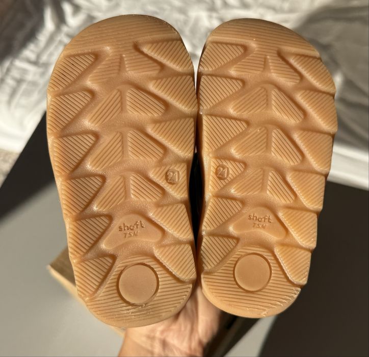 Ghete Bambinii kaki, barefoot – piele naturală, blană naturală, nr. 21