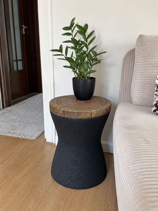 Masa laterala HOMPUS tip clepsidra masuta cafea living terasa gradina 33.5 x 42.7 cm neagra