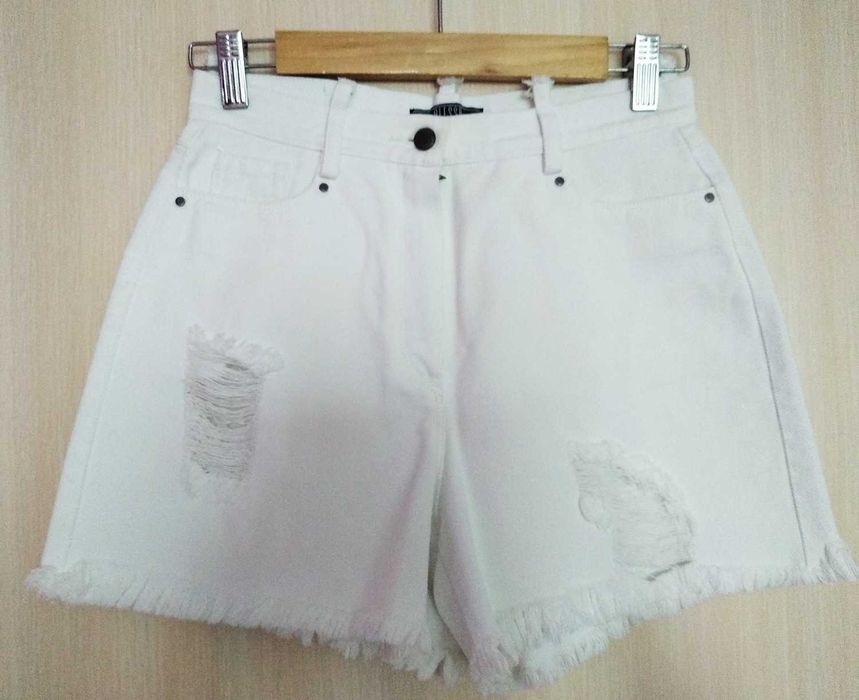 Алесса Alesssa Бели къси дънкови панталонки