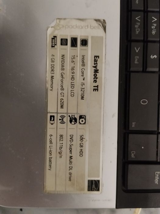 Ноутбук на запчасти Packard bell