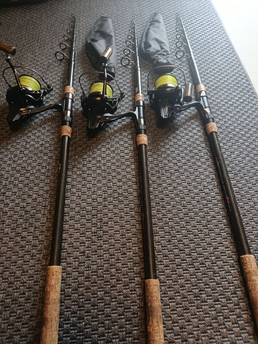 Set de pescuit la crap de firma(3 lansete maver+ 3 mulinete dam echipate)