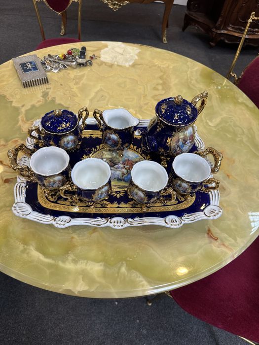 Set cafea/ceai - portelan albastru cobalt