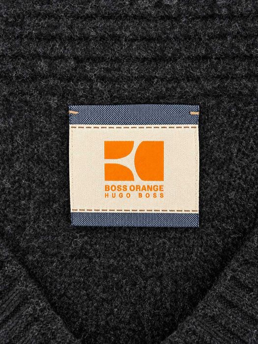 Pulover BOSS Orange Hugo Boss bărbați, din lână virgină și bumbac, gri antracit, Mărimea M