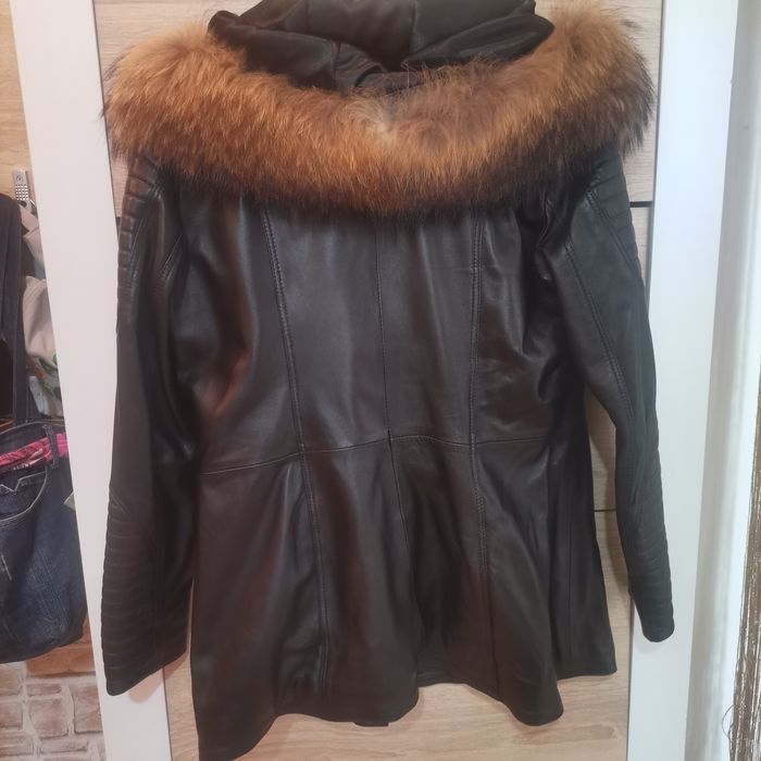 Haină de piele naturală cu blană naturala