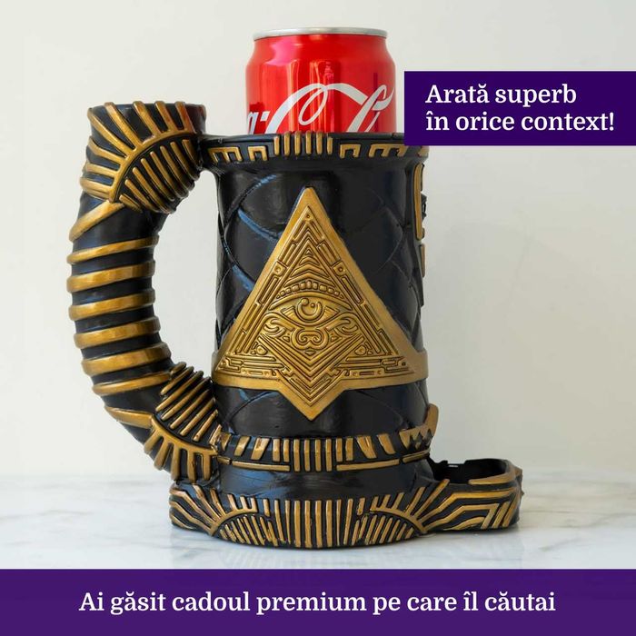 Suport Bautura Illuminati | Cana decorativa | Pentru doze normale si slim | Pictata de mana
