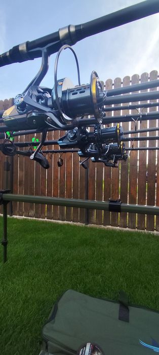 Set Crap,4 Lansete Carbon 3,90m,4 Mulinete Tambur 14000 Metalic,12 Rulmenți,Rod Pod+4 Senzori+4 Swingere + Fir