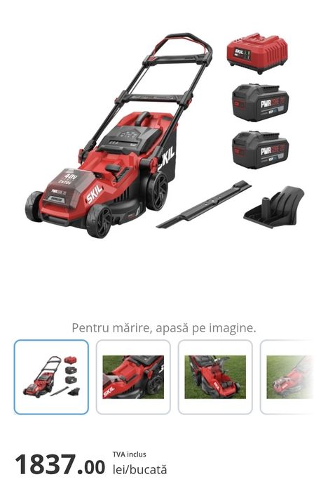 Vand masina de tuns iarba/gazon skil cu 2 acumulatori si incarcator