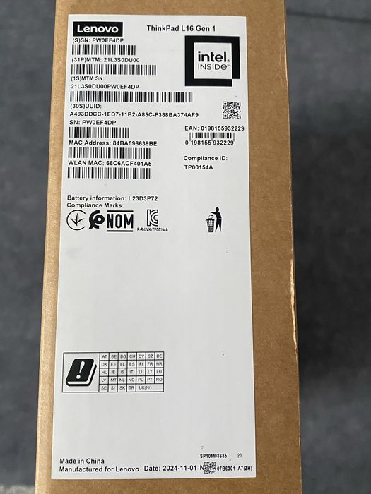 Lenovo ThinkPad 16" 7 155U 32GB RAM 512GB SSD НОВ