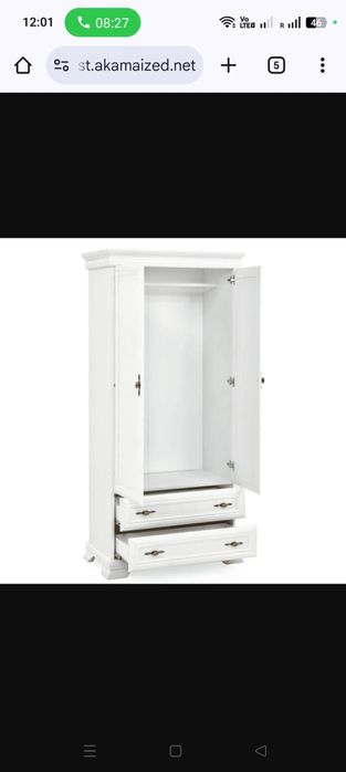 Dulap, alb, cu două uși și sertare