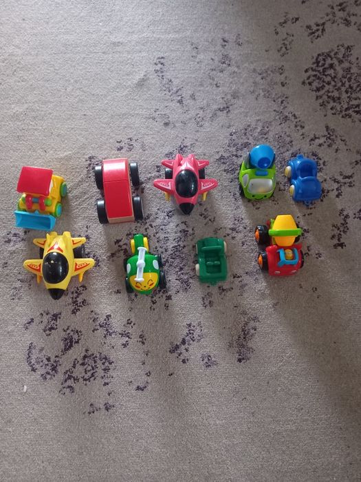 set 9 masini bebe copil 1 an 2 ani excavator avion betoniera masinute