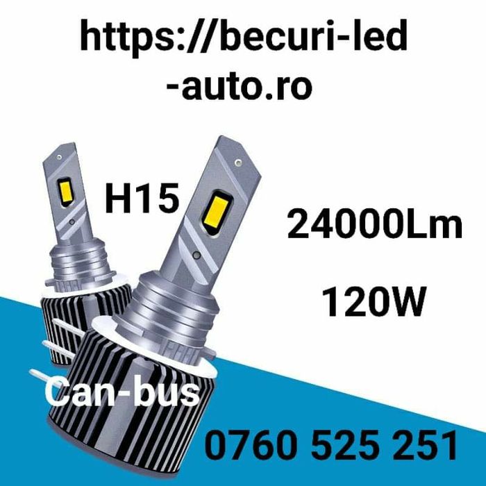 Set Două Becuri Led H15 6000K/10000Lm/50W