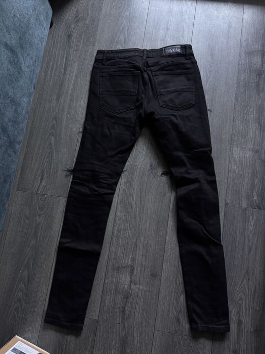 Blugi negri rătăciți / distressed Dxpe Collection 2020 cu imprimeu carouri