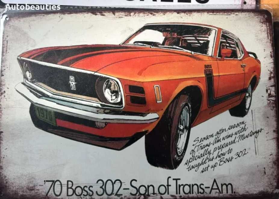 Винтиж метален плакет Mustang Boss 302