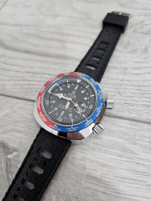Ceas Diver Mortima Super Datomatic World Time Pepsi 1970 Vintage