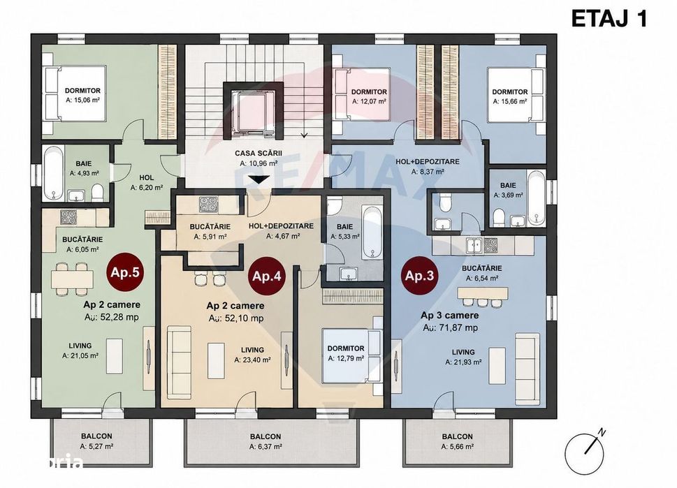 Apartament cu 2 camere de vânzare semicentrală - Mărăști