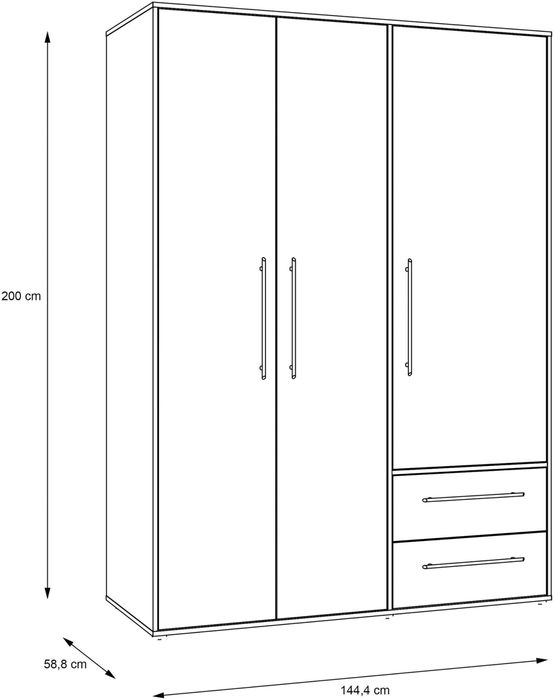 Dulap cu trei usi Tendency , Alb , 144.4 cm