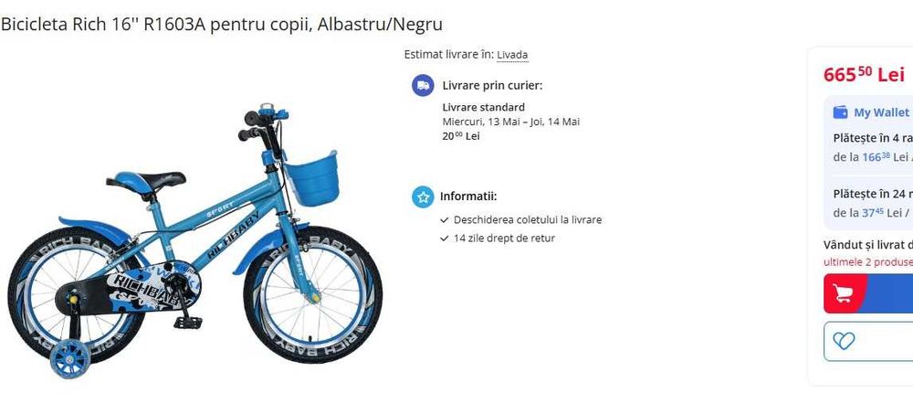Bicicleta Rich Baby 16'' pentru copii