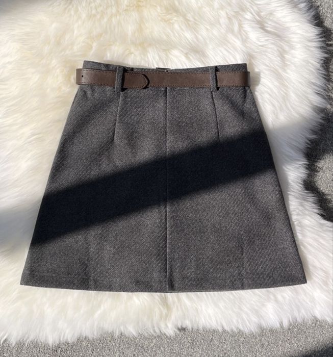 Юбка, прямая серая