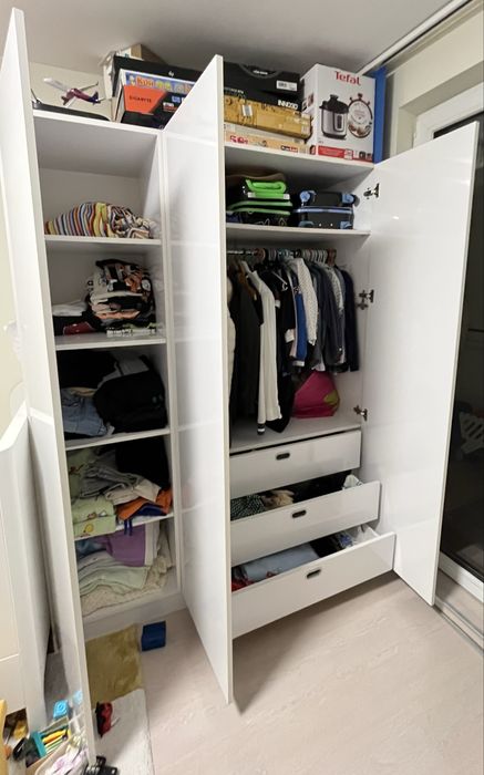 Трикрилен бял гардероб  150x200x61