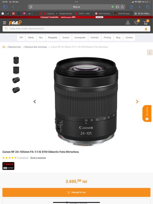 Obiectiv canon rf 24-105 f4-7.1 IS STM