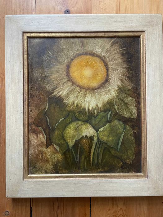 M. Spelthahn tablou pictura ulei artist german floarea soarelui aur22k