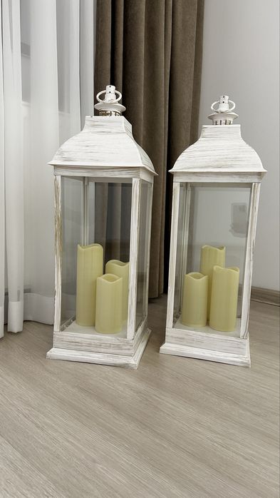 Doua felinare cu lumanari led (lumina calda)