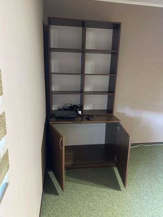 Dulap birou cu bibliotecă / etajeră rafturi - nuanță lemn