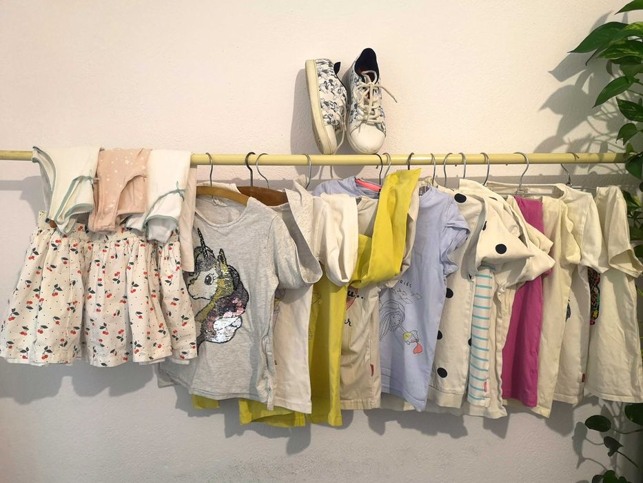 20 евро = 40бр Огромен лот детски дрехи Рр 6-8г 116-128см рокля пола дънки клин блуза обувки