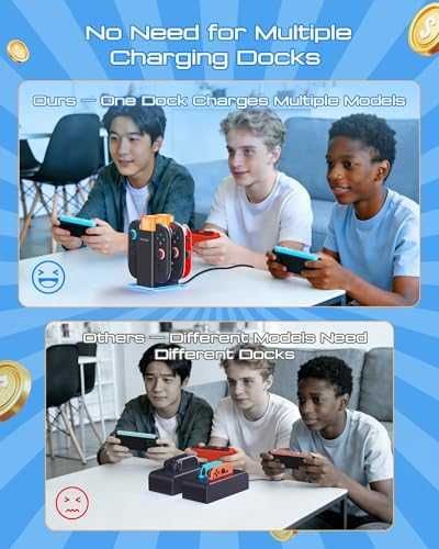Нов док Nintendo Switch 2 / OLED зарядна станция за 6 контролера RGB за геймъри игри