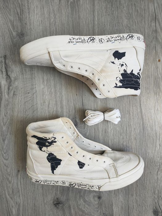 Tenişi Vans Sk8-Hi - mărimea 43 - Save Our Planet White Black - eco friendly - Limitat edition - geografie