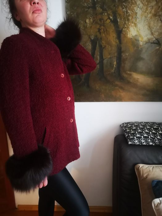 Haină manșete blană naturală