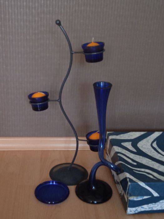 Арт комплект свещник,ваза, пепелник