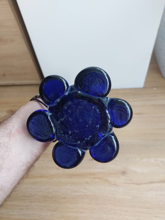 Accesoriu decorațiune înfrumusețare sticla hand made 1960 cobalt