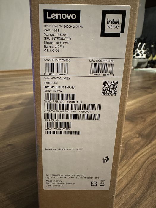 Лаптоп с ГАРАНЦИЯ Lenovo IdeaPad Slim 3, 1 TB памет модел 15iah8