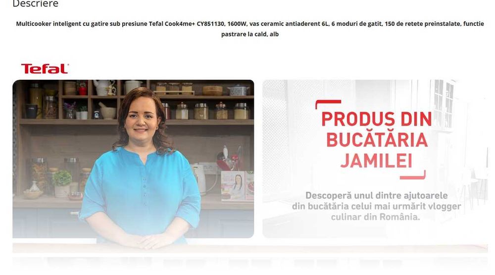 Multicooker inteligent cu gatire sub presiune Tefal Cook4me+