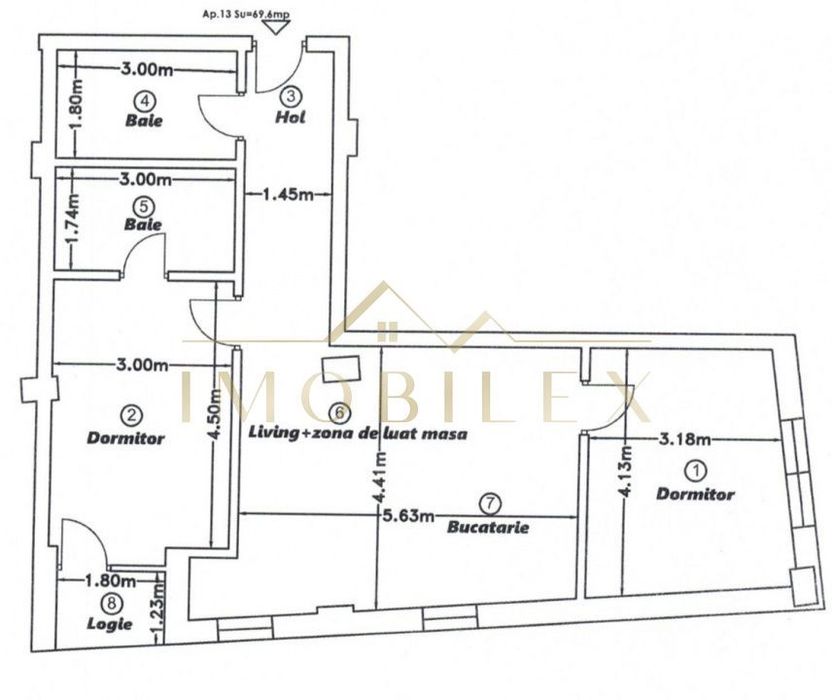 Apartament spatios FINISAT NOU , 3 camere, 2 bai, Dambul Rotund