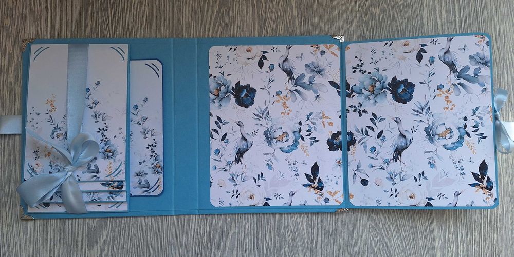 Мини албум "Нежни цветя" в синьо, ръчна изработка /11.47