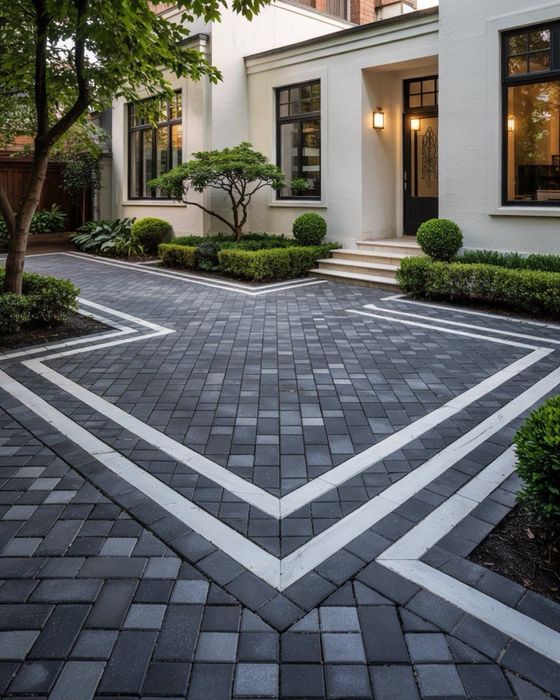 Укладка брусчатки бардюра поребрика тротуарной плитки